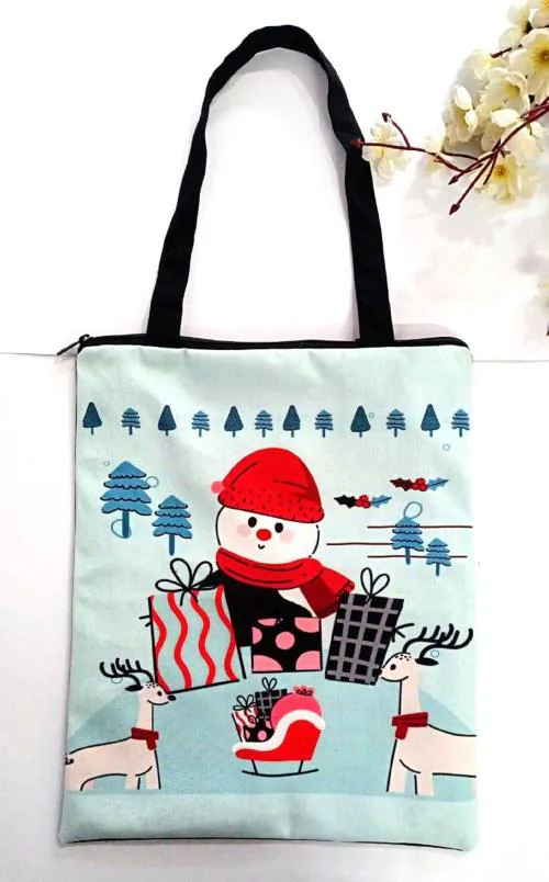 Jellify Christmas Theme Printed Tote Bag for Women & Girls | Canvas Printed Tote Bag | Grocery Bag/Shopping Bag | Stylish Tote Bags |