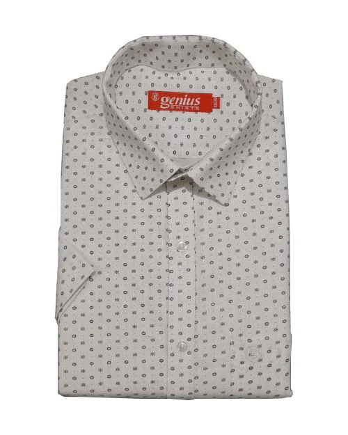 Genius Shirts 100% Cotton White Print Half Sleeve Shirt for Men (40 ...