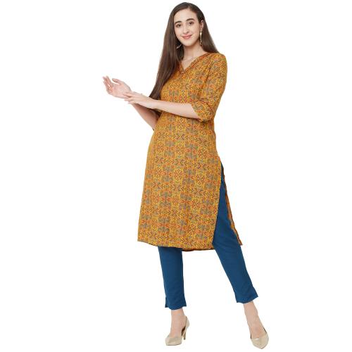 Fusion Beats Rust Printed Kurta