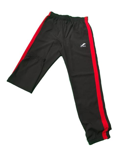 AIR NICE Men's NS Fabric Regular Fit Solid Jogger|Casual Wear Lowers With Side Pockets & Elastic Waistband - Black-Red|Size-L|Pack of 1