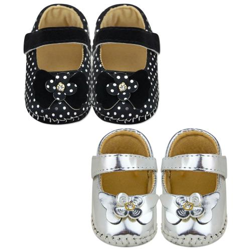 Neska Moda 9 To 12 Months Baby Girls Synthetic Leather Party Wear Floral Sandal Booties(2 Pair)