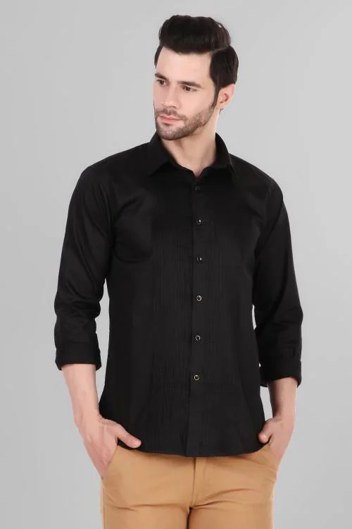 DESIGN UP|BLACK SHIRT| MEN BLACK SLIM FIT TUXEDO SHIRT 3XL|SHIRTS|SHIRT|CASUAL SHIRT| SLIM FIT| PARTY WEAR