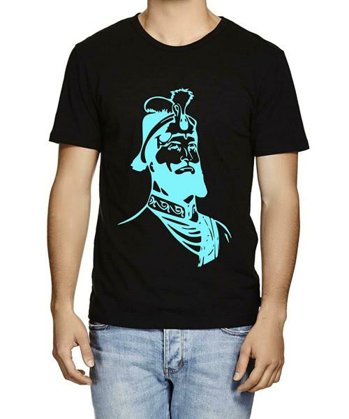 Caseria Men Black Guru Gobind Singh Ji Printed Graphic Cotton T-Shirt (L)