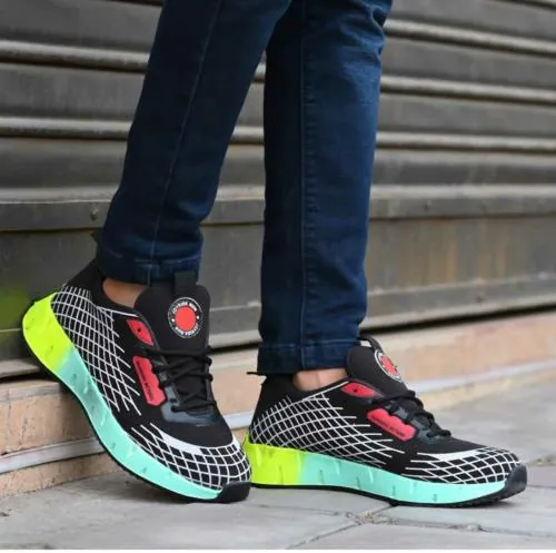 Resnap Shoe Zone Men's Mesh Lace-Ups Running/Walking/Gym/Sports Shoes (Black)