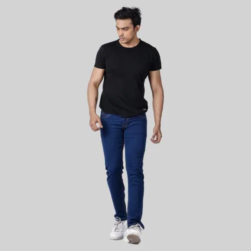 AFLASH Men's Denim Solid, Regular Fit Navy Blue Color Jeans Pant