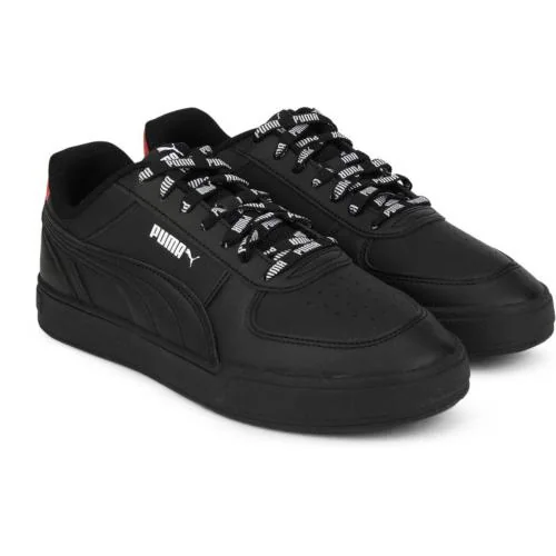 Puma Unisex Caven Logomania Black-Black-White-High Ri Sneakers UK 11