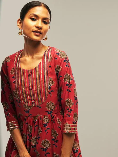 Chhabra 555 Pink Ethnic Motifs Flared Kurta Sharara Set with Gotta Patti Embellishments