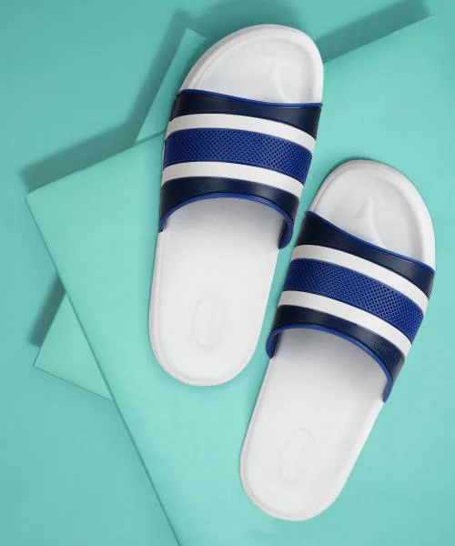 Aqualite White & Royal Blue Anti-Skid Slider For Men