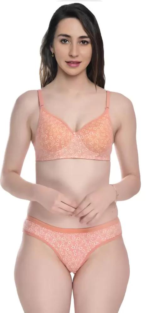PIBU Trendy Style Orange Bra Panty Set For Women Lingerie Set Pack of 1
