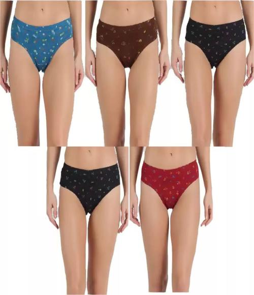Cavenders Multicolor Printed Cotton Blend Pack of 5 Womens Hipster Panties
