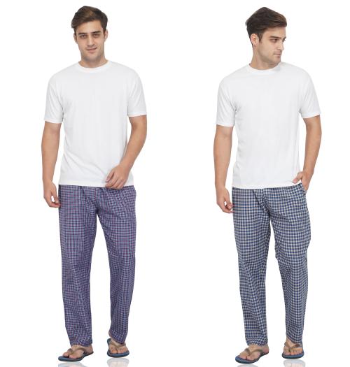 Buy Fflirtygo Mens Combo Cotton Pyjama, Cotton Export Quality Fabric,Check Pyjama for Men Night
