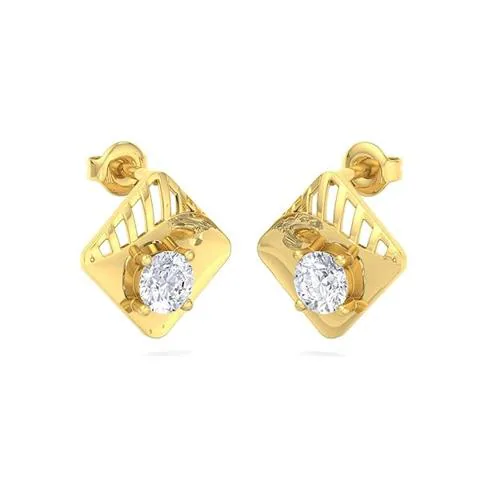 BEEZAL 14KT Real Gold & Diamond Earring for Women | Strong Design Made for Daily use | BIS Certified Hallmarked