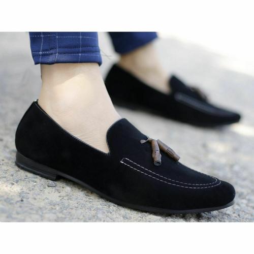 inlazer Loafers Men Formal Shoes |Casual Suede, Black Blue Men's Loafer Shoes Loafers For Men (Black)