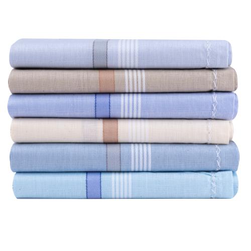 DIKHAWA Men's 100% Cotton Essential Handkerchiefs Box Packing (Light Colour Assorted_42CM X 42CM_Pack of 6)