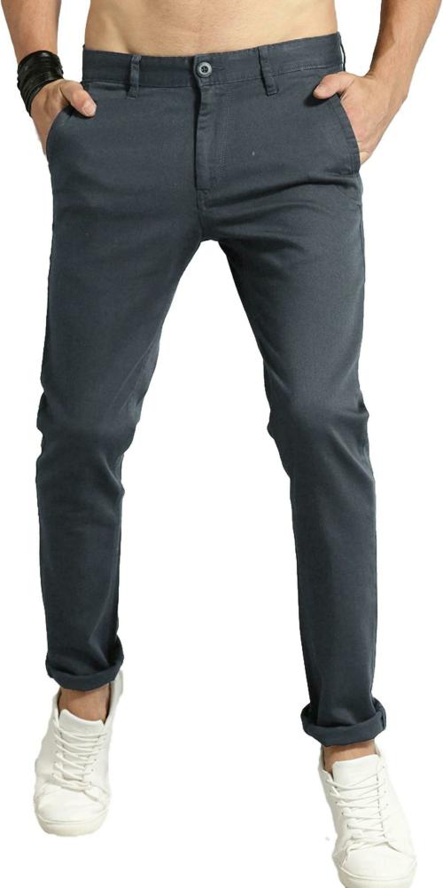 AD & AV Men Grey Solid Synthetic Single Casual Trousers