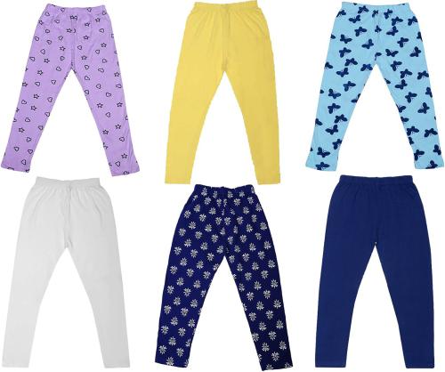 Tik Tok Wears Girls Multicolor Printed Cotton Blend Pack of 6 Leggings