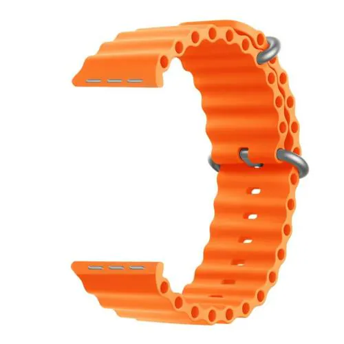 IIK Collection New Flexible Silicone Ocean Sport Bands With Apple Watch Band For Men Women, Replacement Straps For iWatch Series Ultra/8/7/6/5/4/3/2/1/SE Only Silicone Strap for Apple iWatch Watch NOT Included - ((IIK-ULTRA8-RubberStrap-Orange-001)