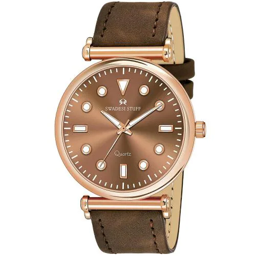 SWADESI STUFF Analogue Brown Dail Watch For Men and Boys- (FOX 550 BROWN)