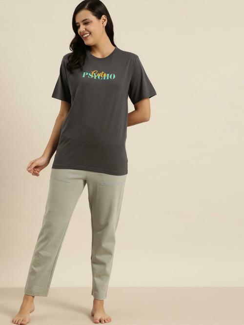 Quarantine Grey Typographic Oversized T-shirt