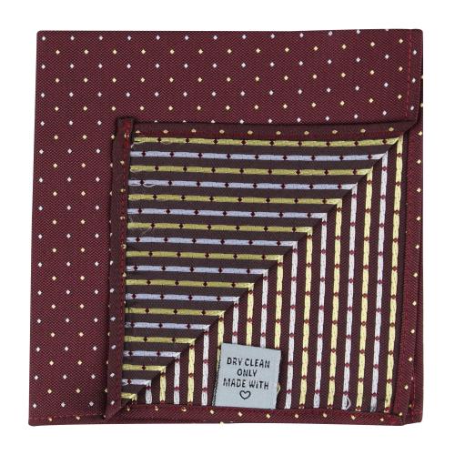 Kavove The Refreshing Twin Polka Dot Maroon Pocket Square For Men