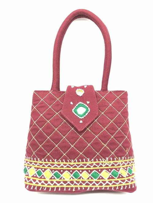 SriAog handicrafts Rakshabndhan Gifts Women's hand Bag Small Size | Party bags | Rakshabandhan Gift | Rakhi Gifts for Sister 8.5x.7x2.5 Inch Maroon