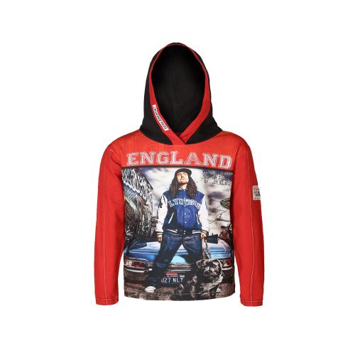 Naughteez boys stylish printed black sweatshirt/hood