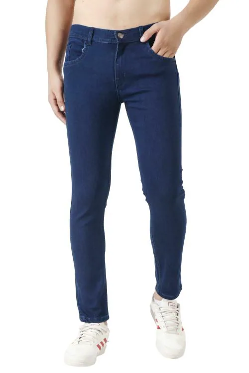 Buy EditLook Men's Dark Blue Blended Denim Slim Fit Jeans Online at