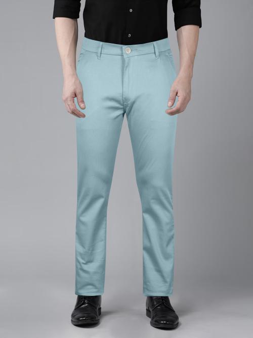 Men's pastelblue Colour Casual Trouser