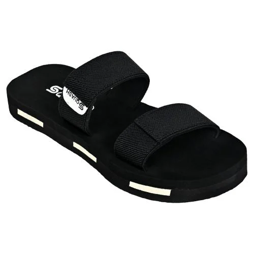 SQUASH EXTRA COMFORT CASUAL BLACK SLIPPERS FLIPFLOPS