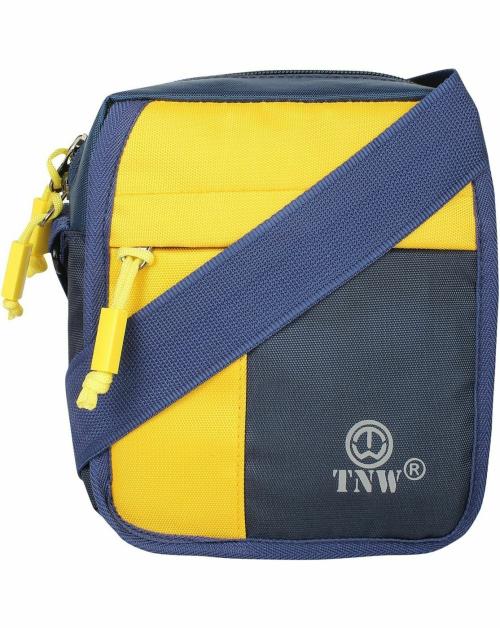 TnW Blue and Yellow Polyester Sling Bag