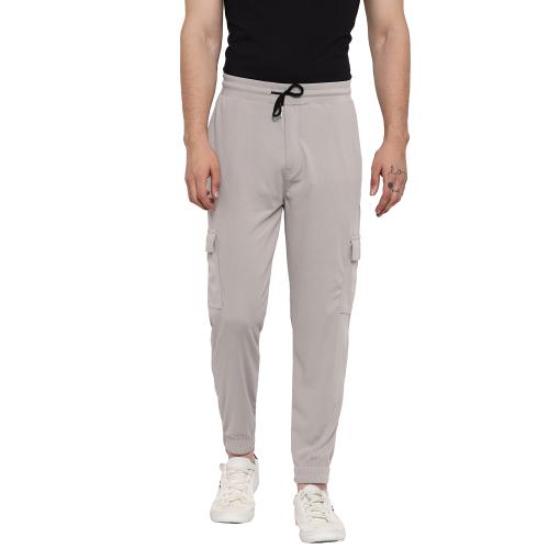 Trackpant for Men | Flynoff Silver Solid 4Way Lycra Tailored Fit Ankle Length Men's Pant | Men Trackpant | Trackpants for Men | Men Trackpants | Men Joggers | Men | Joggers | Men Pants