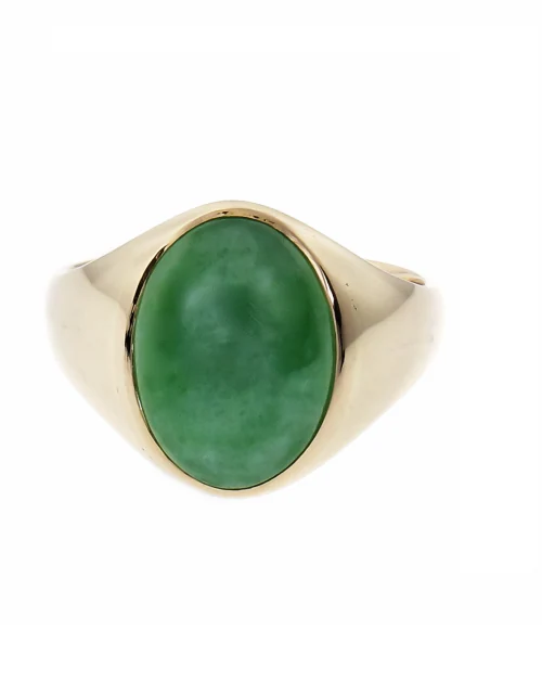 CEYLONMINE Sterling Gold Jade Gemstone Ring for Women