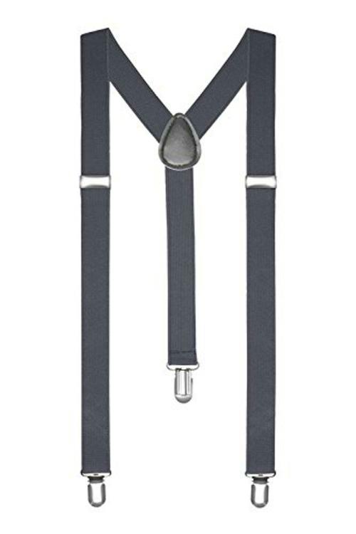 Bilanca Men Dark Grey Leather Belt Suspenders