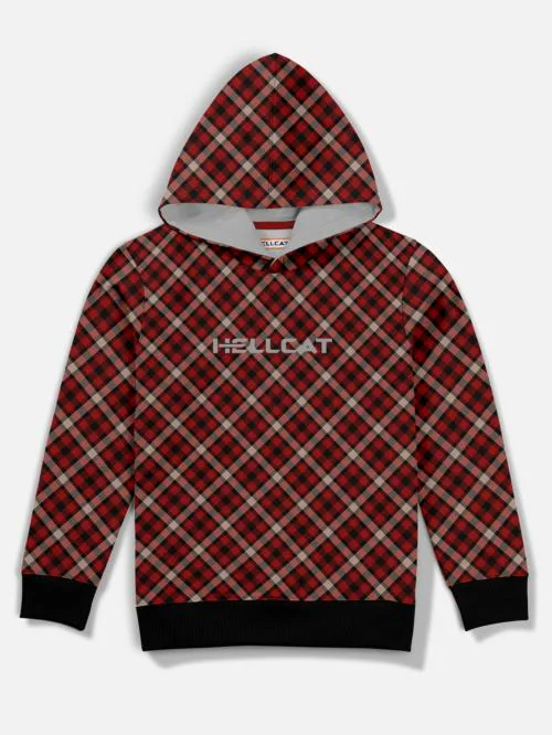 HELLCAT Boys Maroon Fleece Printed Single Sweatshirts