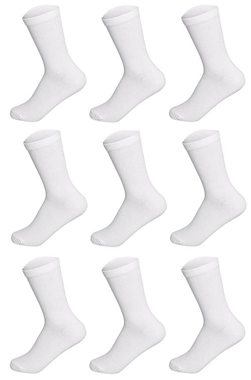 Cotson Men Cotton School Uni For m Socks (White, Free Size) -Pack of 9 Pair