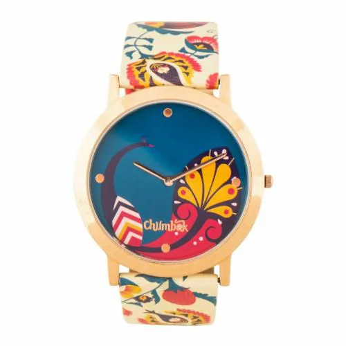 Teal By Chumbak Analog Blue Dial Multicolor Strap Watch For Women