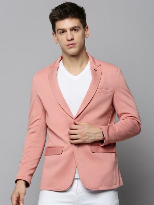SHOW OFF Men's Pink Solid Cotton Blazer