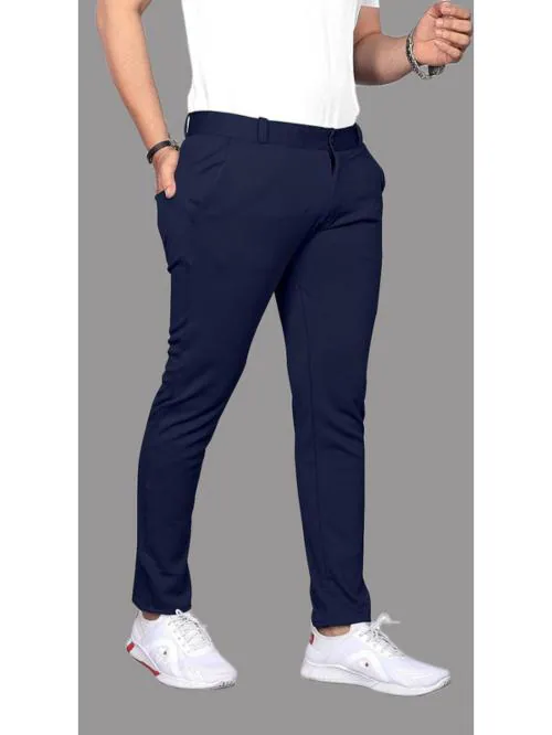 SLIMUU Slim Fit Men Cotton Blend Dark Blue Trousers (32)