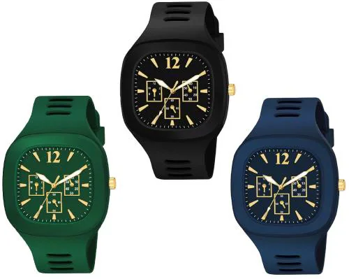 hala Combo of 3 Analog Collection Analog Watch - For Boys & Girls Combo Pack Of 3 Black, Blue, Green