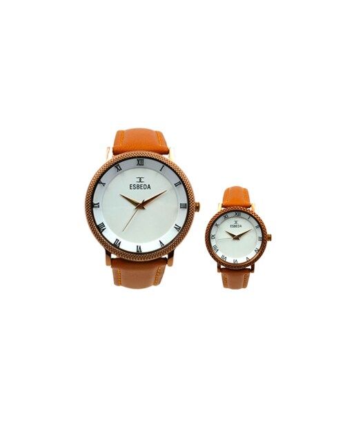 ESBEDA Stylish & Design White With Golden Hands Dial Analog Couple Watches