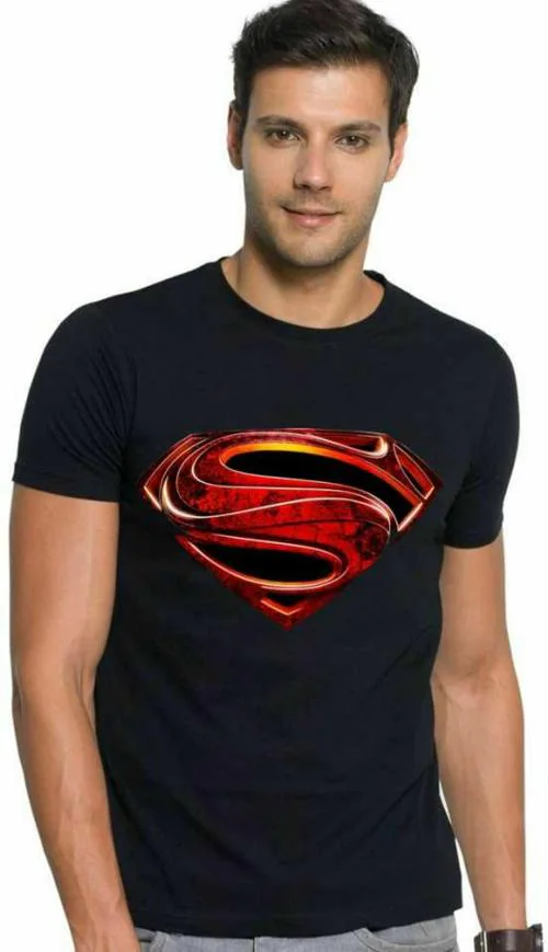 Oll in One Destination Graphic Print Men Round or Crew Black T-Shirt Superman Design