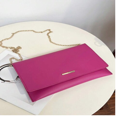 SAKRIT COLLECTIONS Metal Decor Envelope Bag Yellow PU Elegant