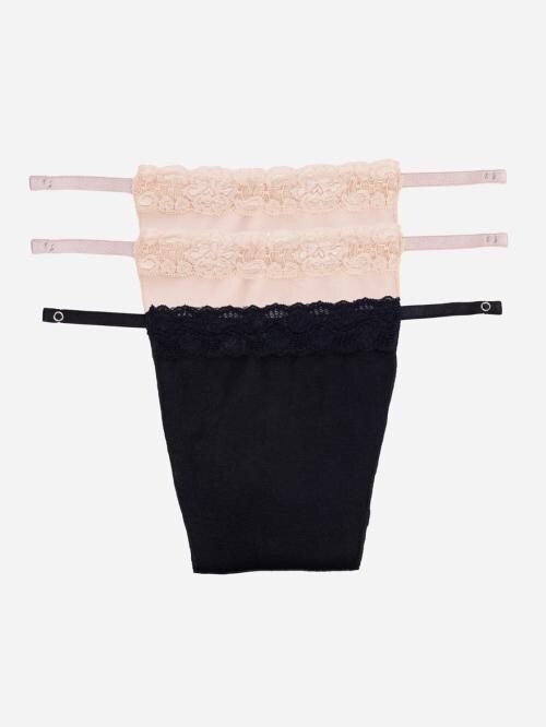 Finesse Miracle Cami Cotton Clip-on Mock Camisole Set Of 3-Black,Beige & Beige