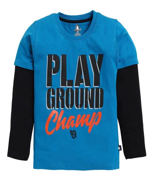 CRAZYPENGUIN ELITE Boys Doctor Sleeve T-Shirt|Peacock Blue (4-5 Years)