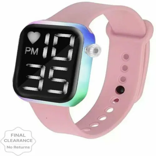 BANDSMITH LATEST DESIGN LUXURIOUS TRENDING Digital Watch - For Girls Pink Kids FLASHLIGHTS LED SQUARE Women