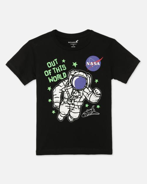 Kidsville Boys Nasa Printed Black Tshirt