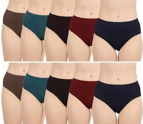 Cavenders Multicolor Solid Cotton Blend Pack of 10 Womens Hipster Panties