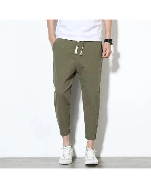 GLITO Solid Olive Dry-Fit With 2 Pocket Sports Track Pants For Men's