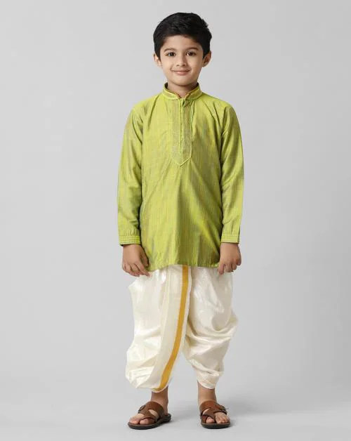 RAMRAJ COTTON Boys Kurta with Cream Color Panchakacham