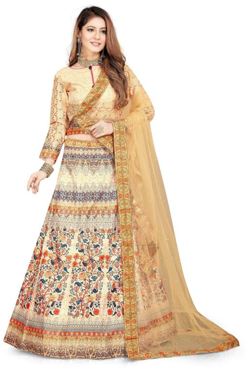 Sainoor Women Free Size Multicolor Embroidered Art Silk Lehenga Choli Set